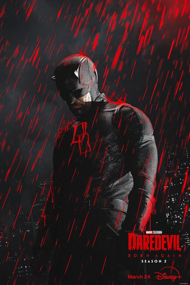 Plakat serialu Marvela Daredevil Born Again, dostępnego w wysokiej jakości w usłudze iptv polska