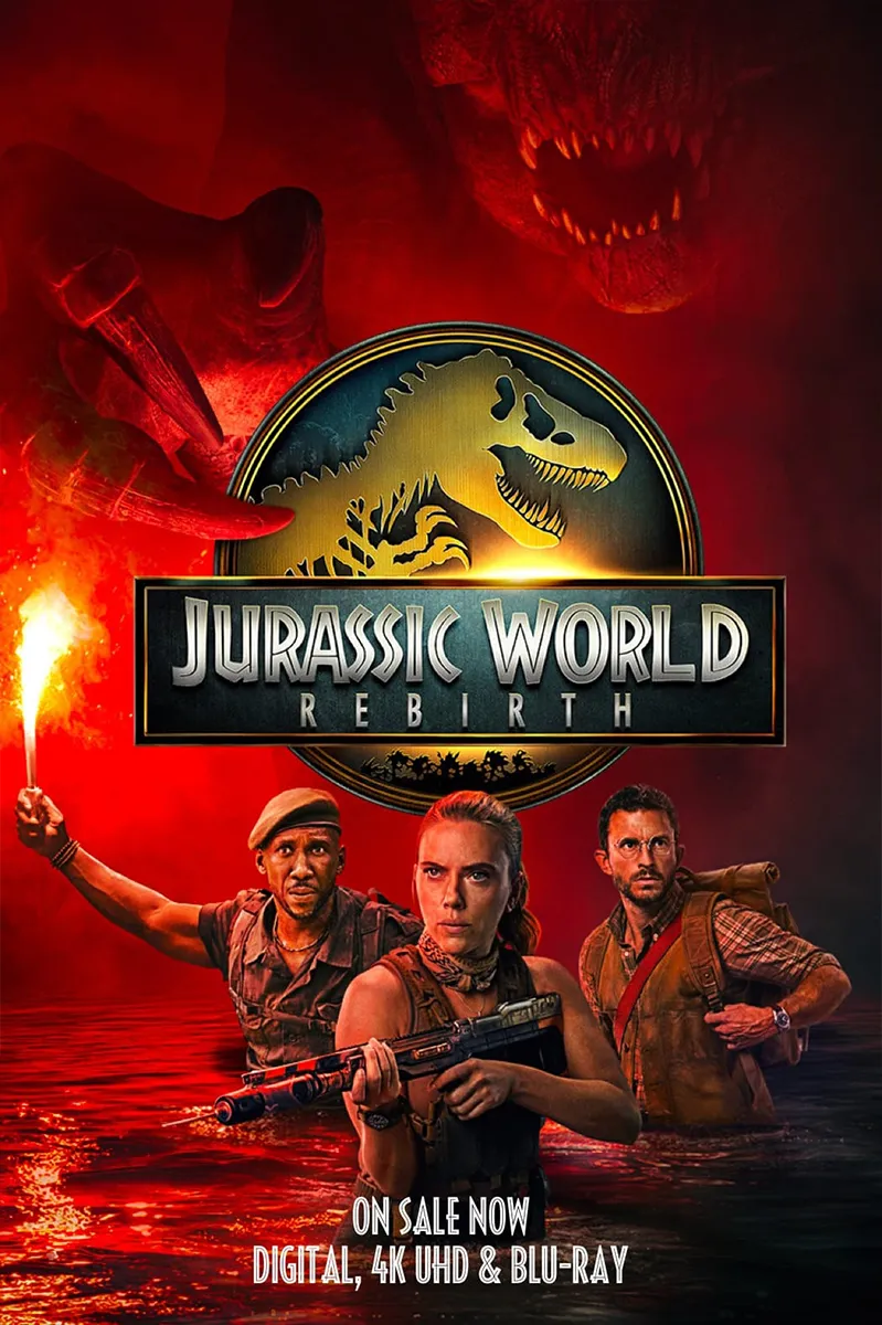 Plakat filmu sci-fi Jurassic World Rebirth z Scarlett Johansson, nowość w bibliotece iptv polska