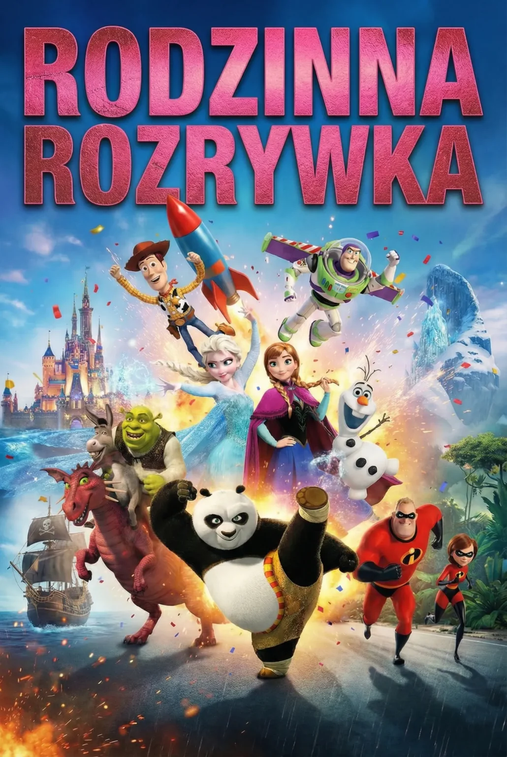 Sekcja rodzinnej rozrywki i bajek dla dzieci z bohaterami takimi jak Shrek w smart iptv