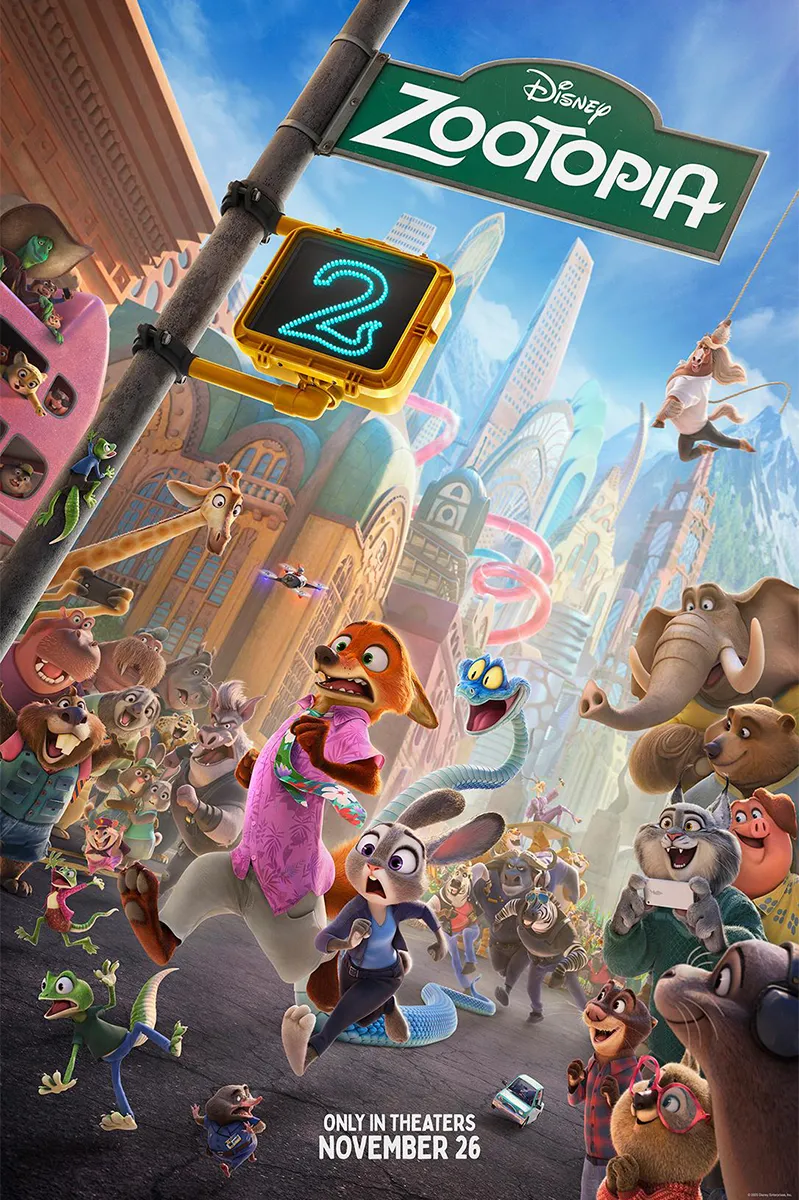Plakat wyczekiwanej bajki Zwierzogród 2 (Zootopia 2) dostępnej dla dzieci w smart iptv